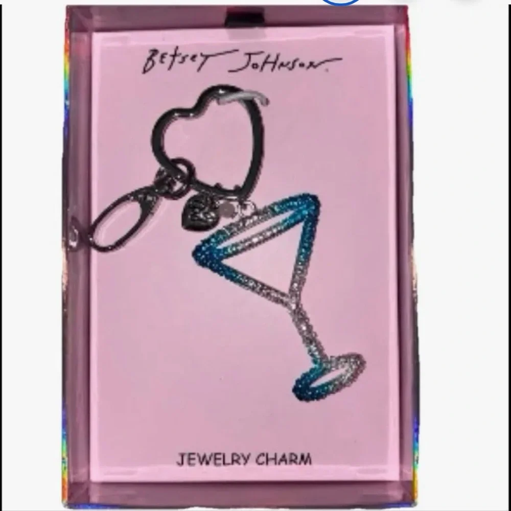 Betsey Johnson Blue & Silver Ombre open Frame Martini Bag Charm/Key Ring